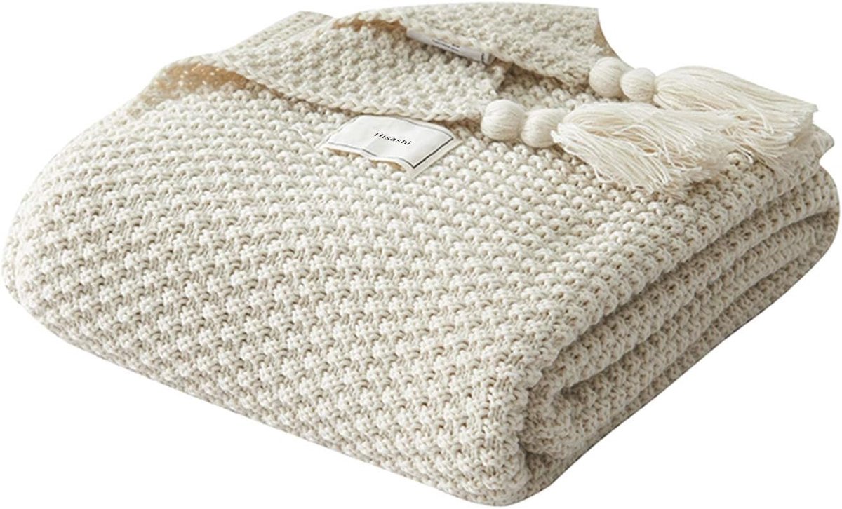 Plaid handgemaakt 150x200 cm - warme zachte deken met franjes - ideaal voor bank of bed - perfect voor elke gelegenheid - ShopVlot