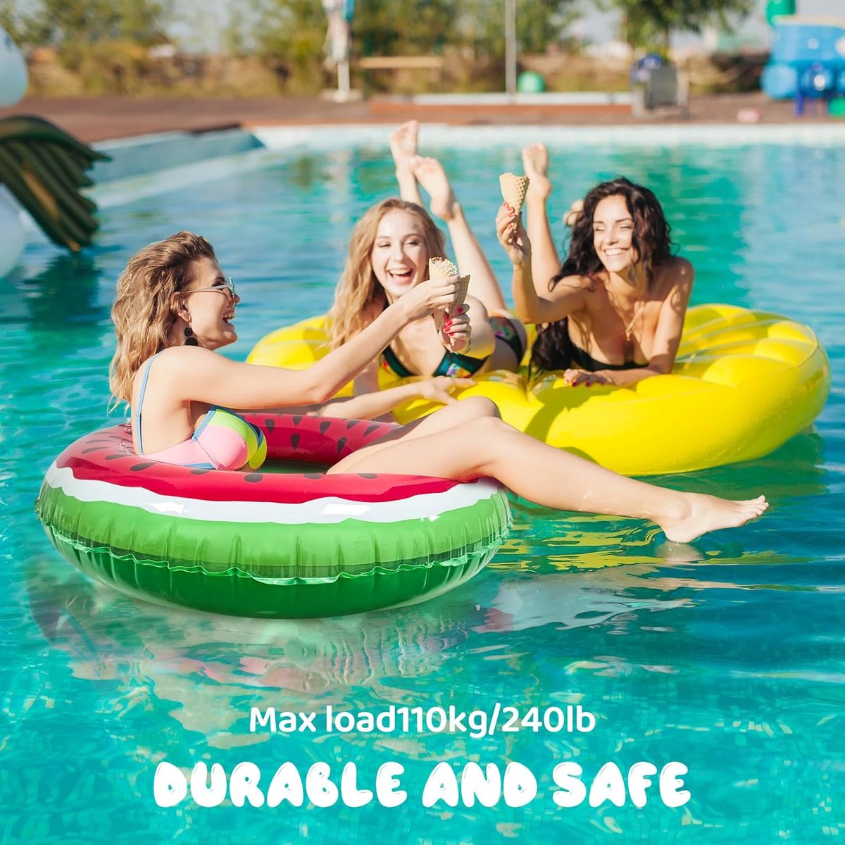 dellyy Opblaasbare zwemband watermeloen voor volwassenen, opblaasbare zwemring, opblaasbare zwemring, voor strand, zwembadfeest, zomer