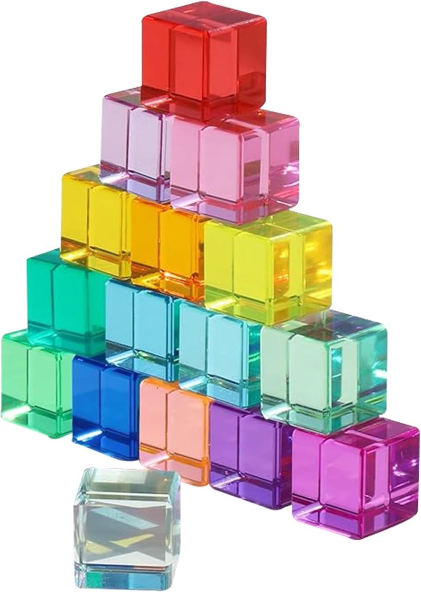 Acryl Jelly Blocks - sensorisch speelgoed voor kinderen, 16 kleurrijke sensorische bouwstenen vanaf 3 jaar