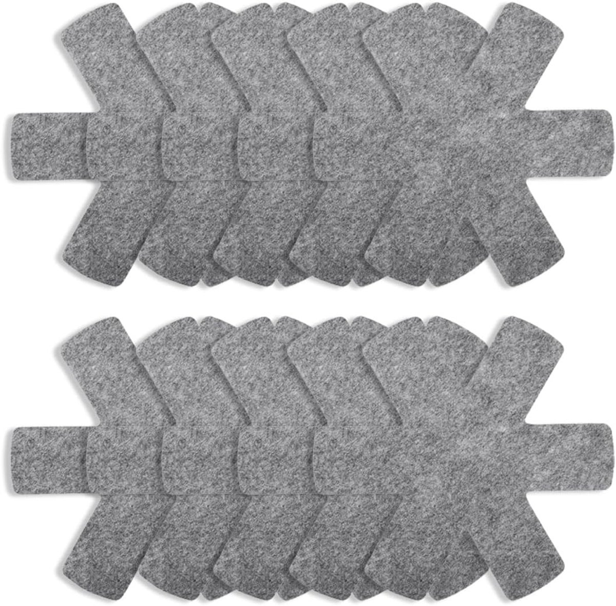 Pannenbeschermers van vilt - 10 stuks tegen krassen - Ruimtebesparende stapelbescherming voor gecoate pannen, potten en kommen - 20 cm serviesbescherming in grijs