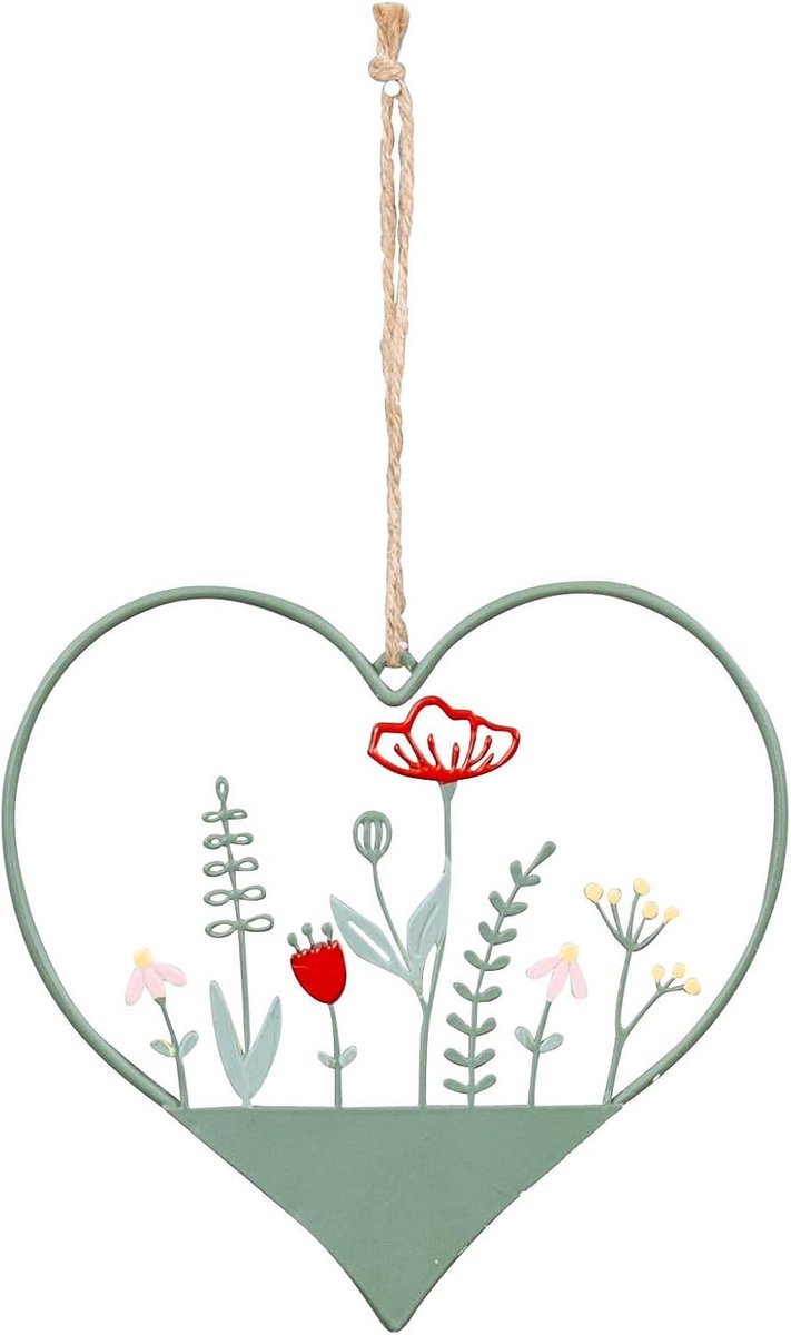 levandeo Metalen bord lente 15x15cm decoratiebord hart groen weide deurbordje muurschildering deco lentefoto paasdecoratie