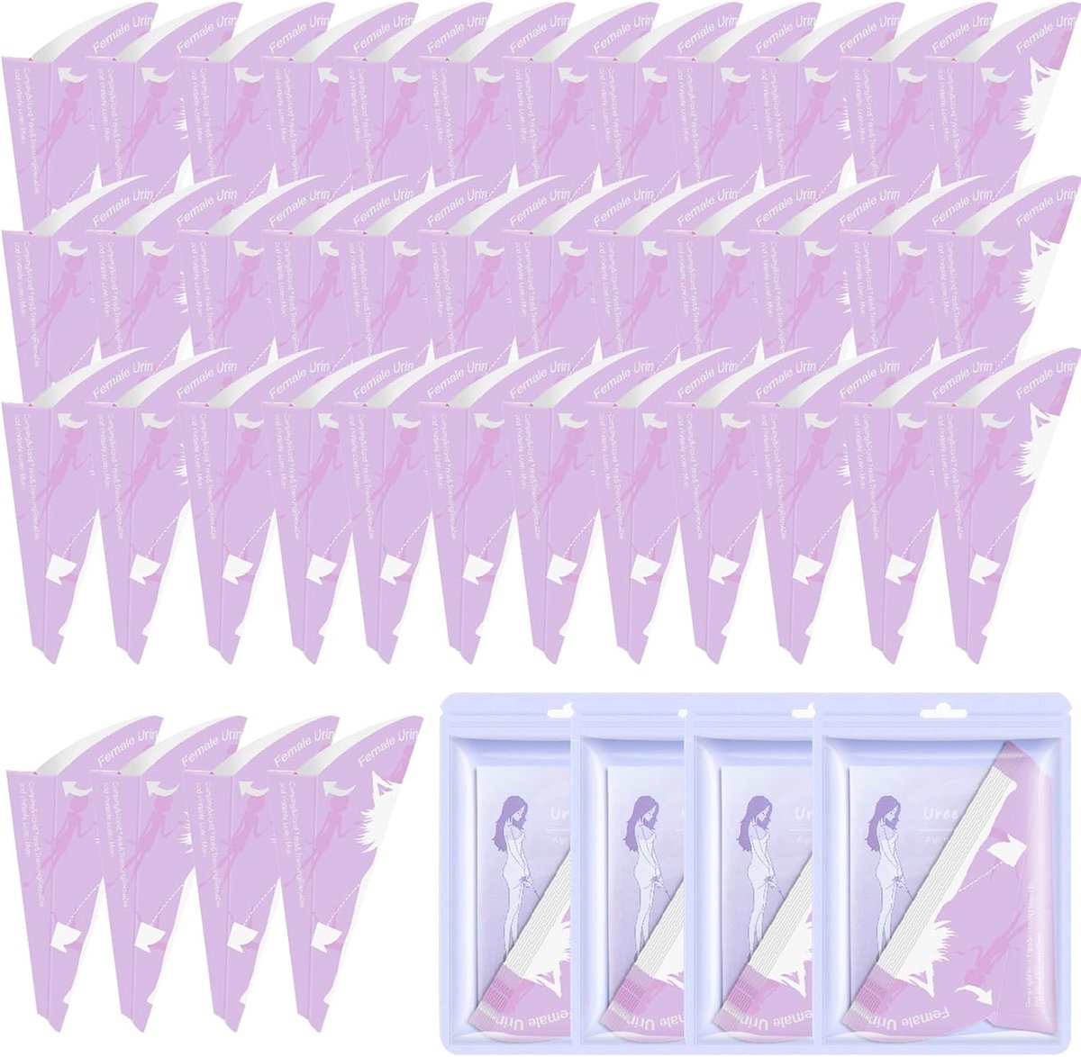 40 stuks urinella's voor vrouwen, staande reis-urinoir voor vrouwen, wegwerppapier, urineerapparaat, beker, voor vrouwen, reizen en kamperen, wandelen