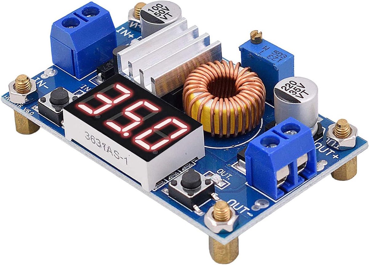 Arduino XL4015 DC-DC 5A Step Down voeding, converter, 4-38V tot 1,25-36V spanningsregelaar met LED-voltmeter voor DIY