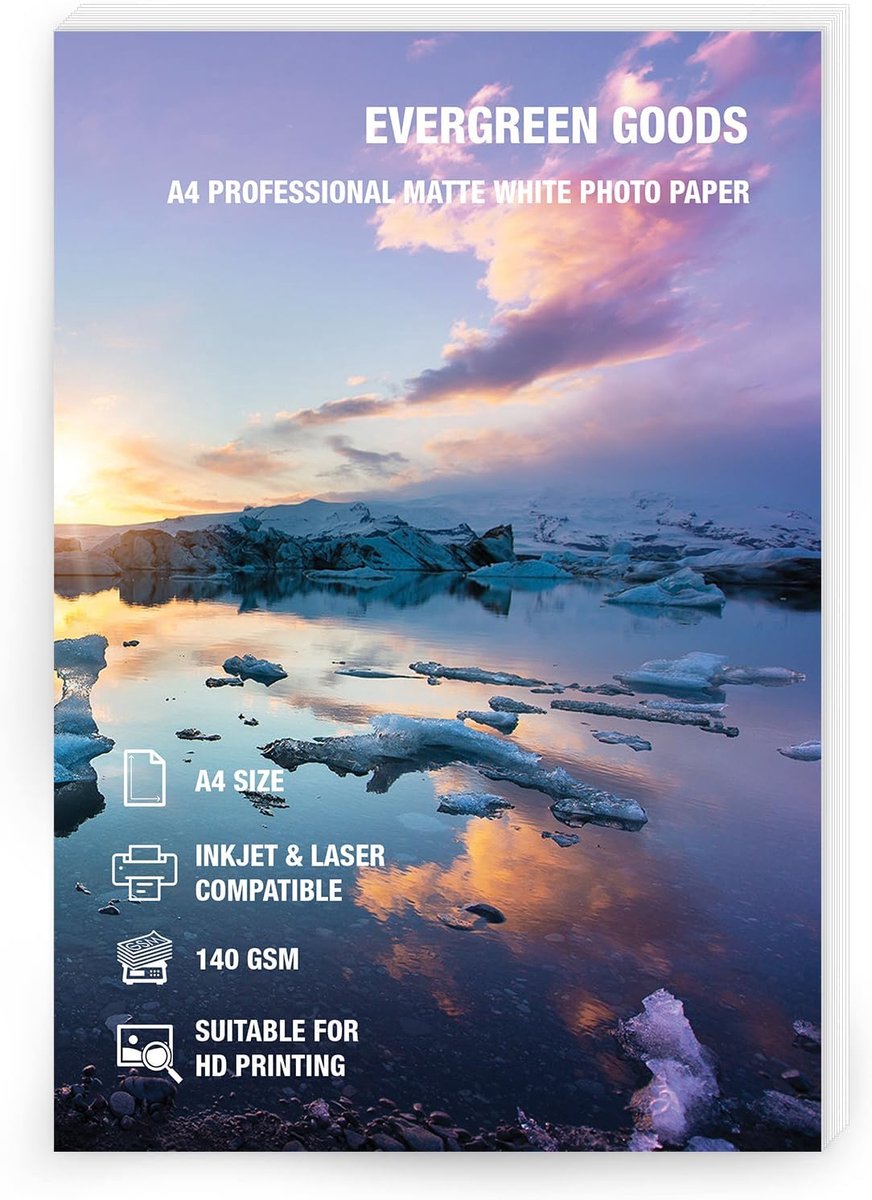 SnelShoppen - 50 Vellen A4 Matte Witte Dubbelzijdige Fotopapier 140gsm, Inkjet en Laserprintbaar, Hoogwaardige Fotoprint voor Scrapbooking, Kaarten en