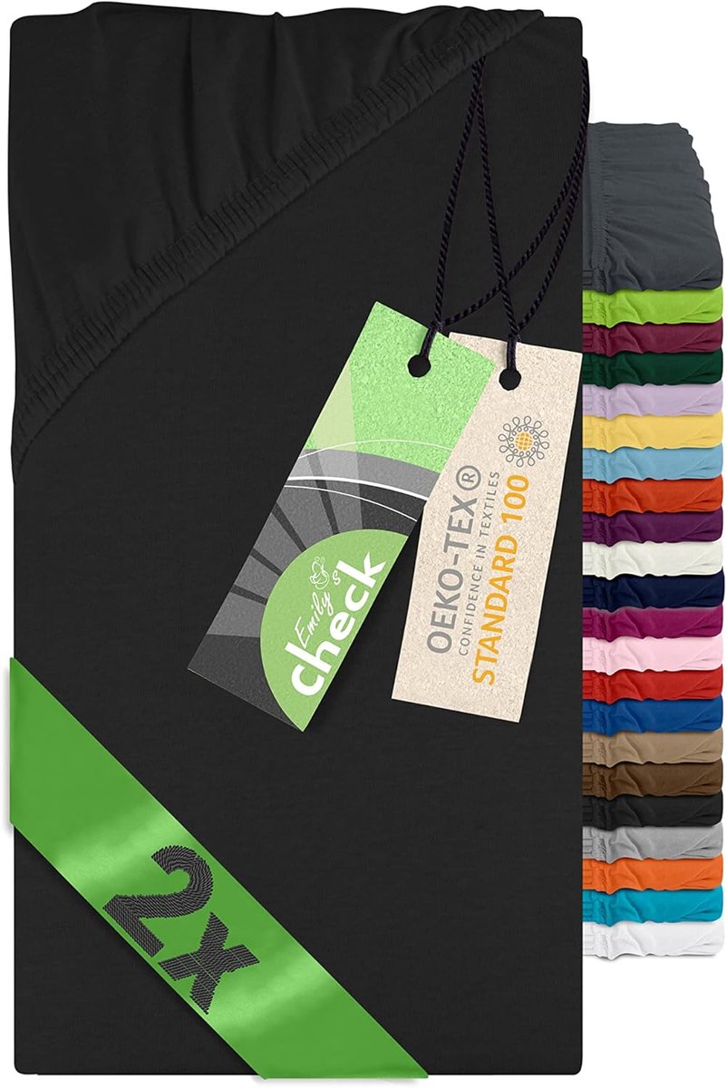 Fitted sheets set van 2 - 80 x 190 cm - katoen-jersey - ademend en huidvriendelijk - perfect voor camping - SnelShoppen