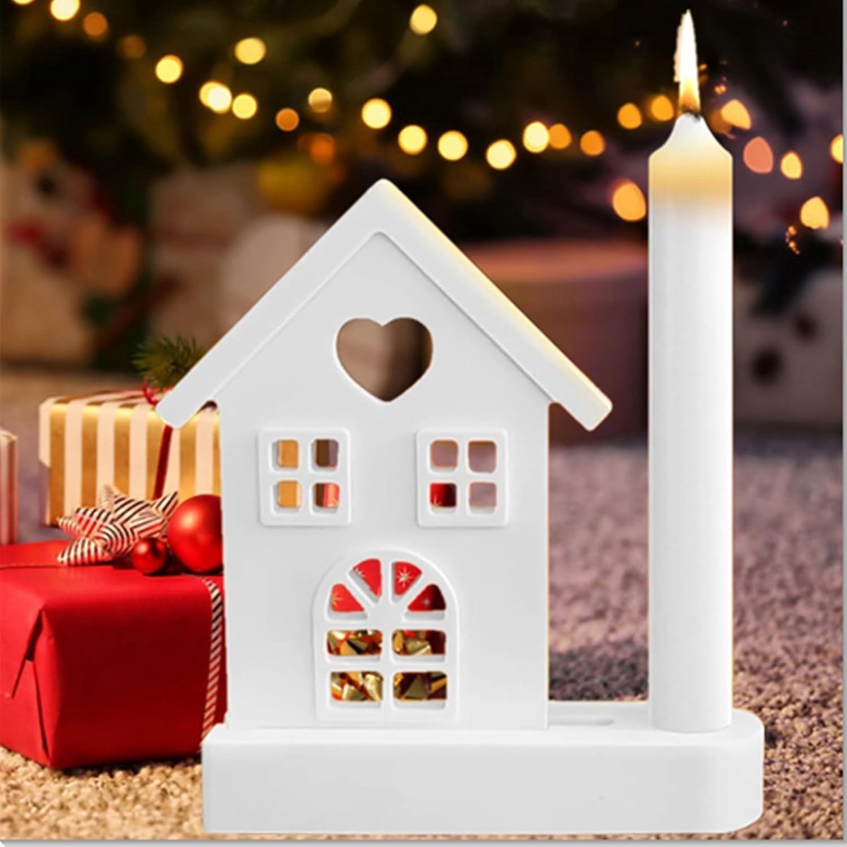 Silicone Vorm - Kaarshouder Huis - Handgemaakte Decoratie - Glanzende Binnenzijde - 14 x 8 cm - Transparant
