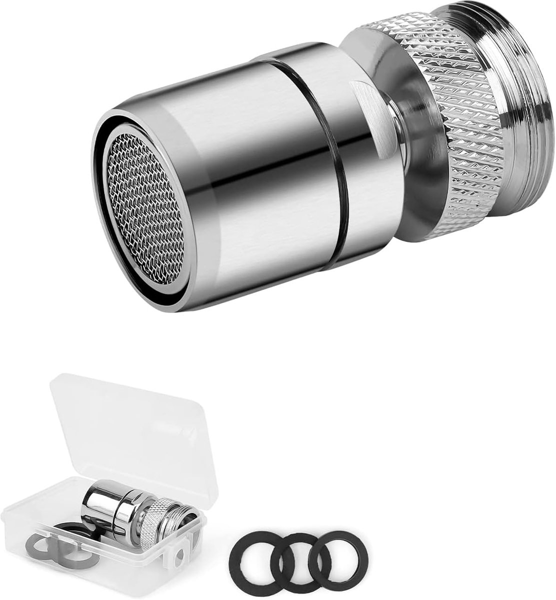 SnelShoppen - Non Slip Kraanaerator 360° Draaibaar Waterbesparende Mengkraanaerator voor Keuken en Badkamer met M22 of M24 Draad