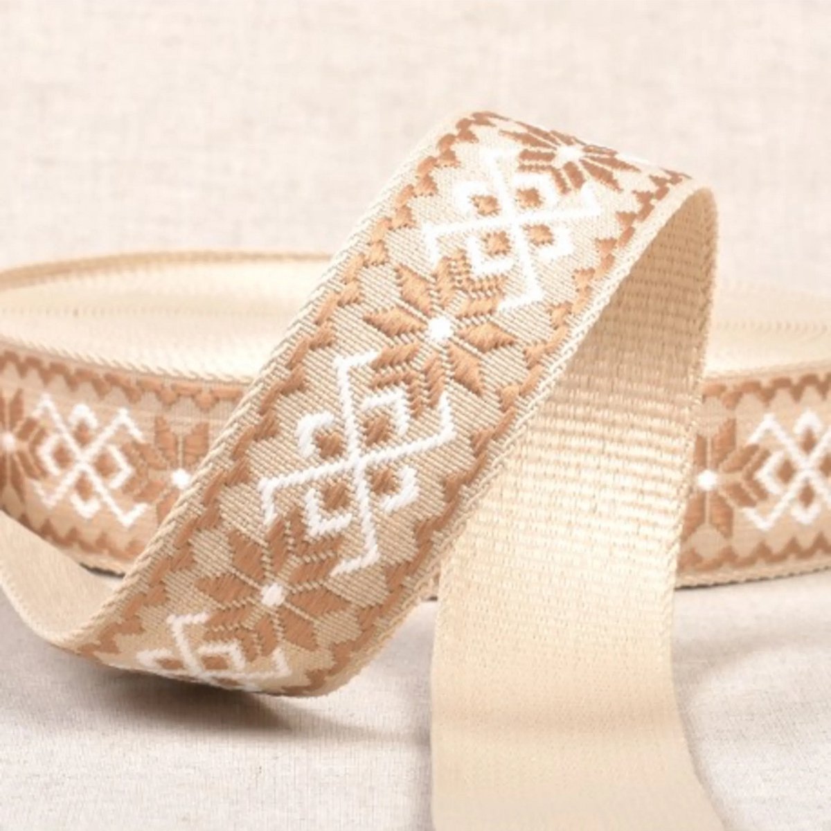 Stephanoise etnisch Tassenband bloem 38mm rose/beige