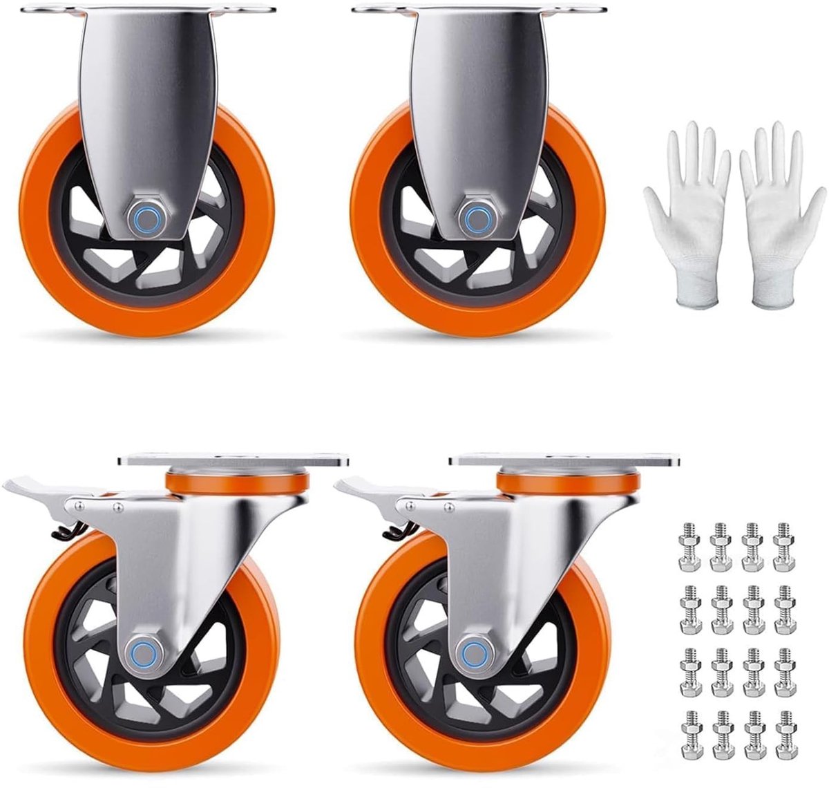 Omgoods - Zware 5 Inch Zwenkwielen met Rem, Set van 4