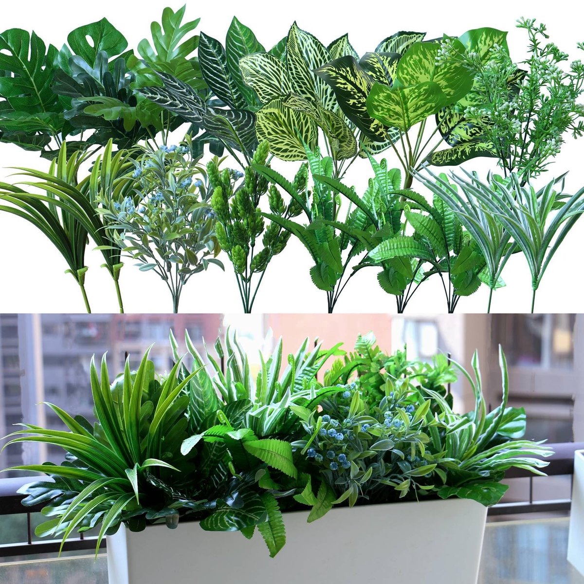 Omgoods - Set van 15 Kunstplanten voor Binnen en Buiten