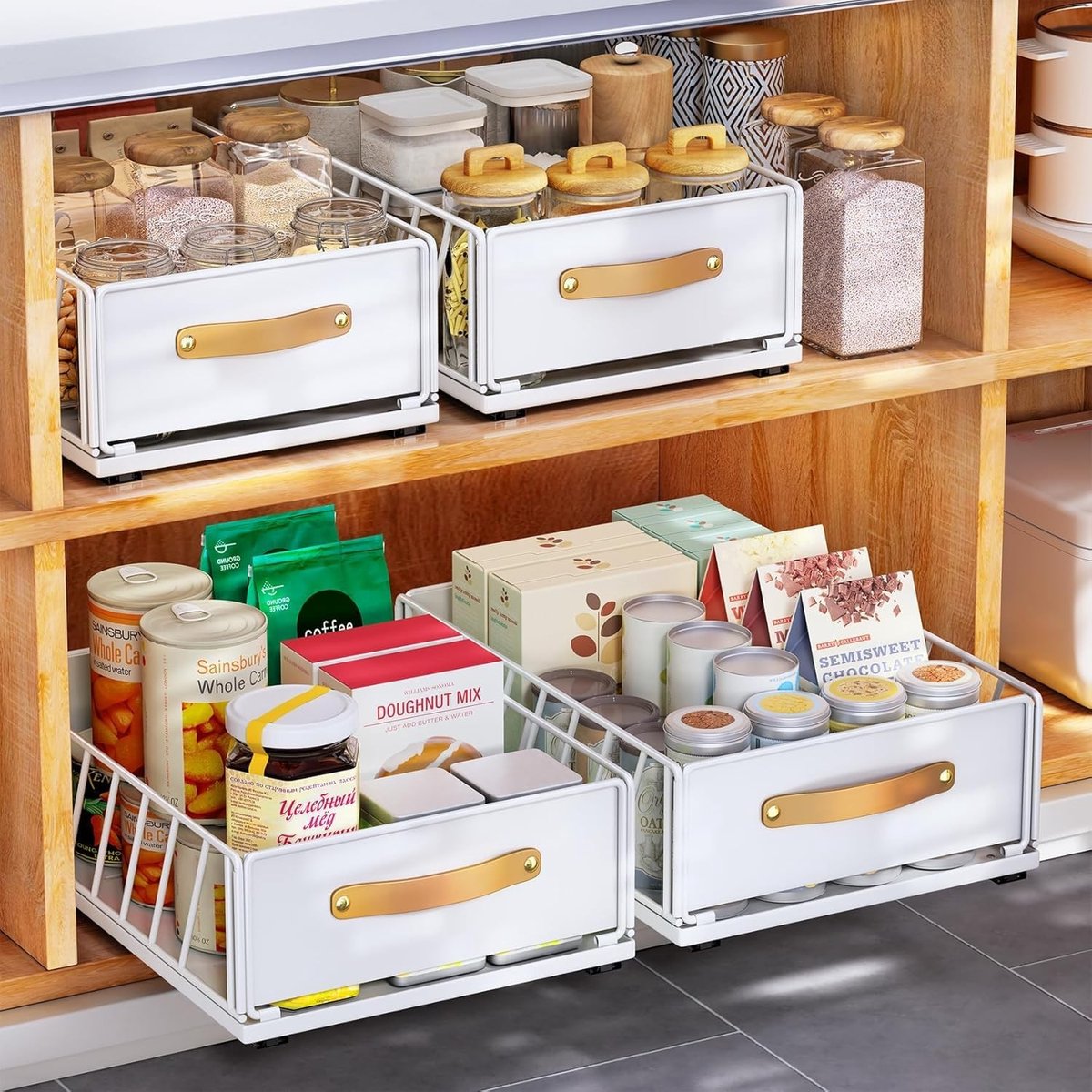 Omgoods- Schuifkastlade met handvat - Organizer - Keukenopbergrek - Badkamer - Uittrekbare lade - 40x30x16 cm - Geen boren/nagels
