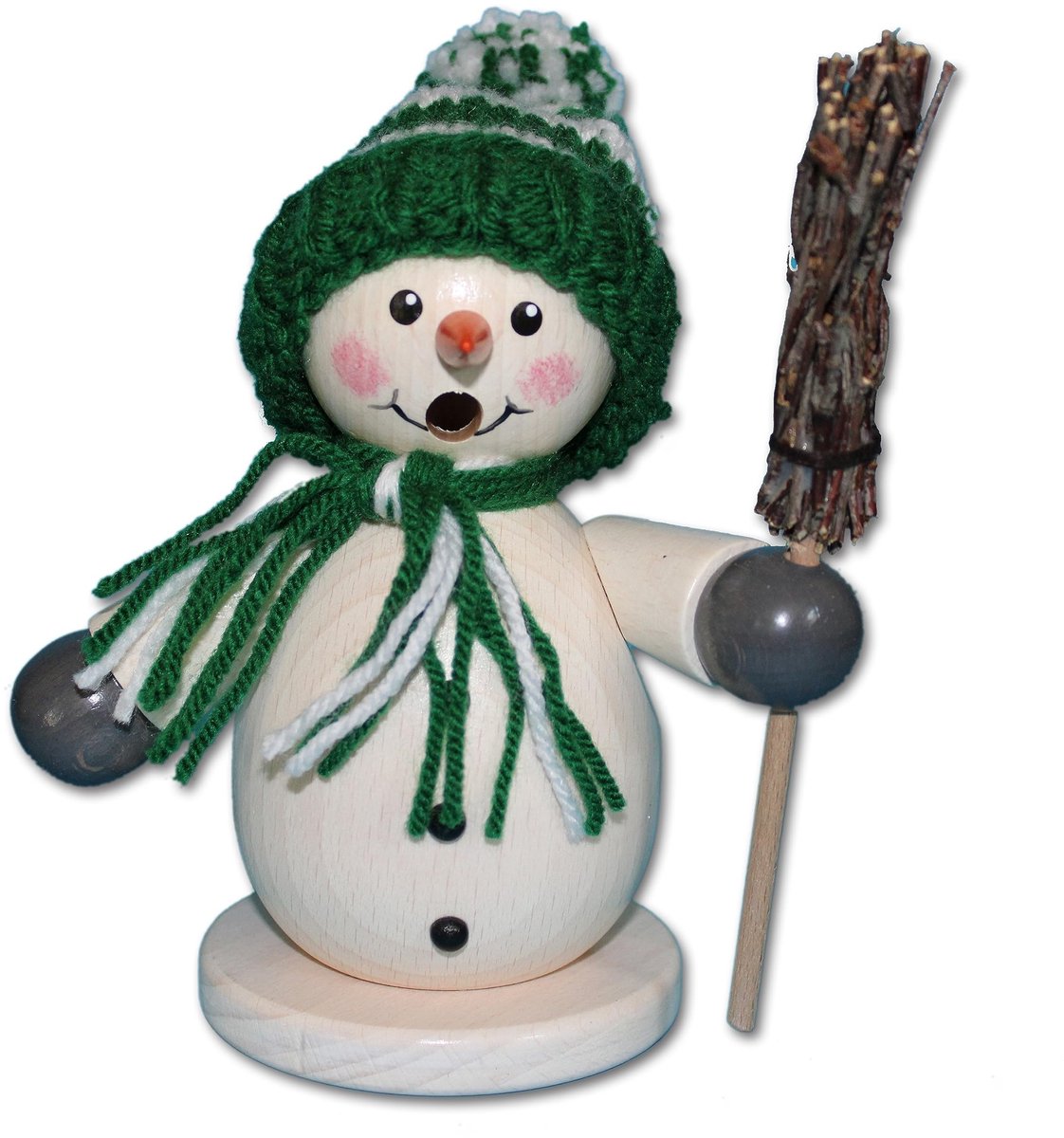 Omgoods - Houten Rookfiguur Sneeuwman met Bezem