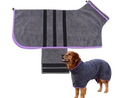 Badjas voor honden - Hondenbadjas Handdoekjas - Hond Drogen - Sneldrogend Comfort - AQL - Grijs