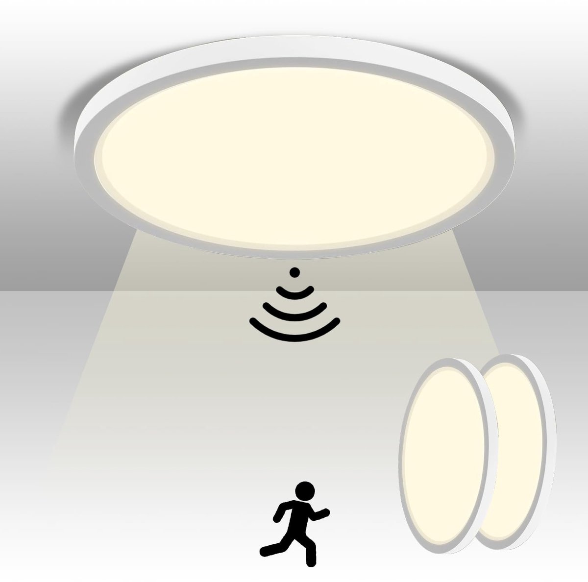 Omgoods - LED Plafondlamp met Bewegingsdetector - Ronde Sensorlamp 20W 4000K