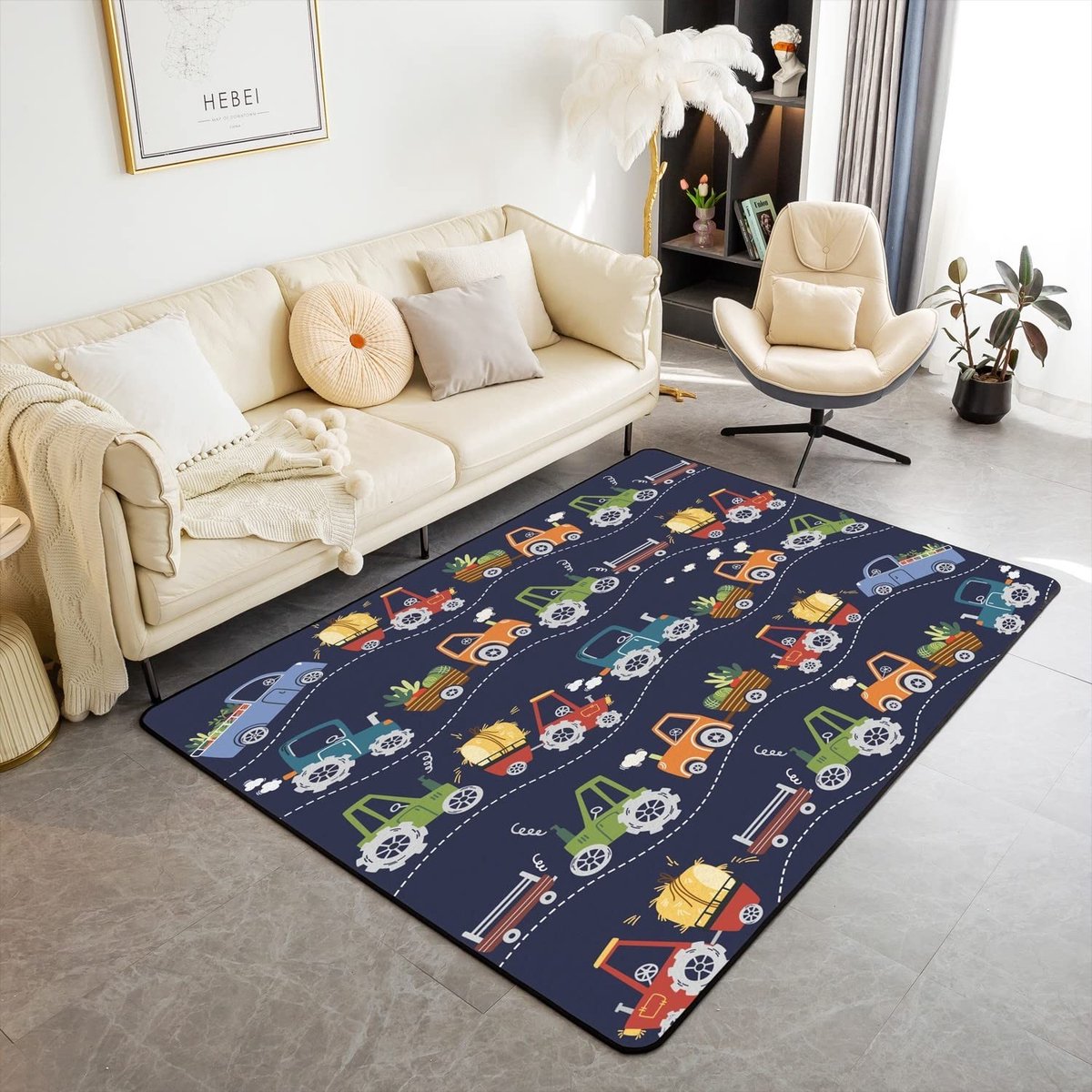 Omgoods - Kindervloerkleed met Tractor Motief, 100x150cm