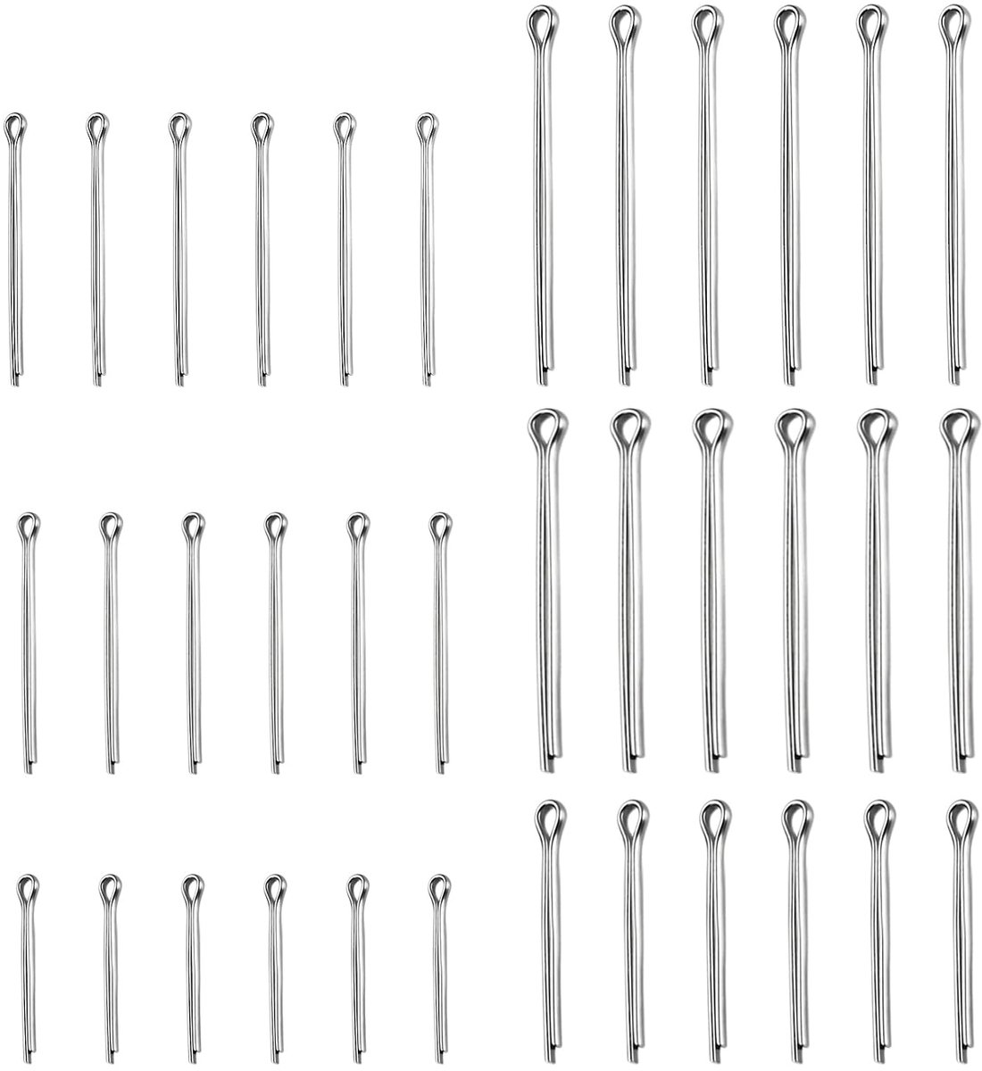 SnelShoppen - Pack van 100 stalen splints assortiment voor auto, vrachtwagen, motor reparaties, 6 maten M1.5 tot M2.5, ideaal voor trekbouten