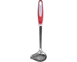 Juslepel met Schenktuit - Soeplepel Pollepel - Sauzen Serveren - Antislip PP Handgreep - Compact - Zilver