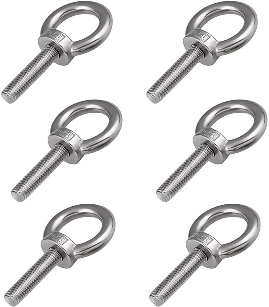SnelShoppen - 6 Stuks Ring Schroeven M8 x 50mm, Ronde Ring Bouten, Mannetjesdraad Hijsring Schroeven voor Bevestigen en Ophangen