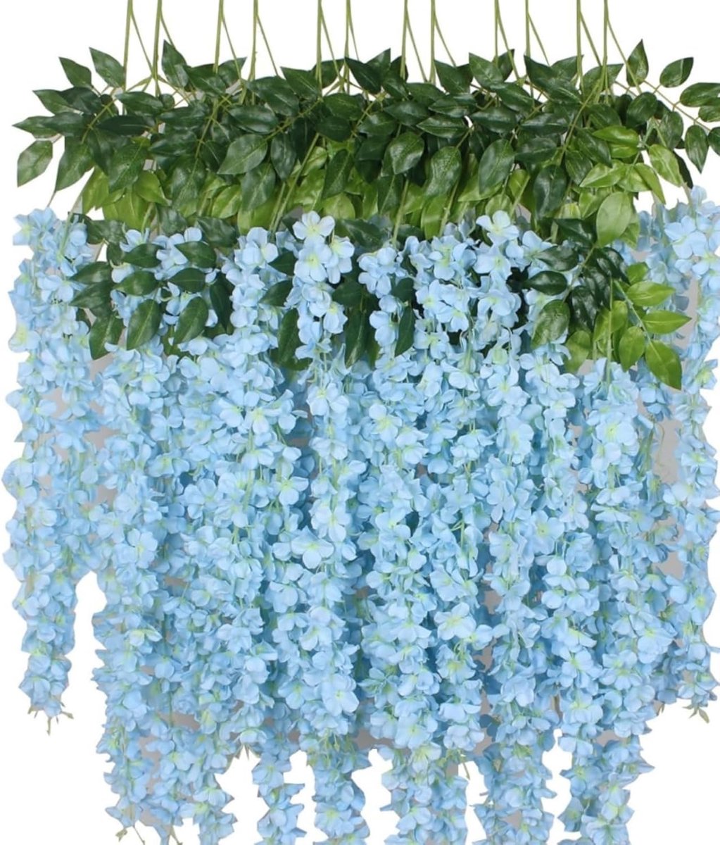 SnelShoppen - 12 Stuks Kunstmatige Wisteria Bloemen Slinger, 9.5cm Zijde Nepbloemen Hangende Wijnstok voor Binnen Buiten Huis Tuin Kerst Bruiloft Fees
