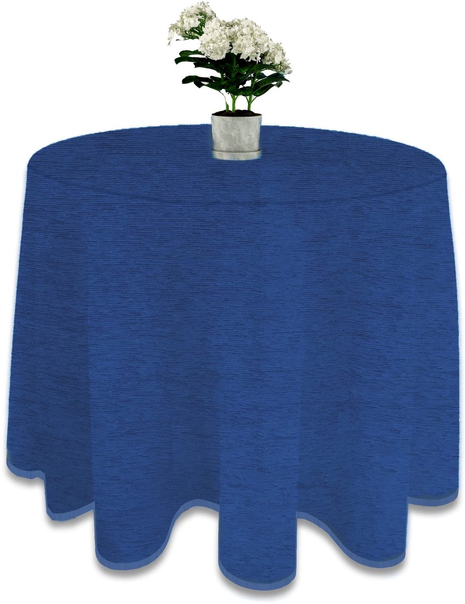 Omgoods - Chenille Tafelrok Ronde Tafel 80 cm Blauw