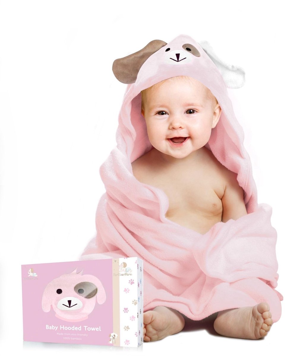 Omgoods - Baby Badhanddoek met Capuchon - Biologisch Bamboe Katoen Ultra-Zacht Extra Groot 89x89cm Roze