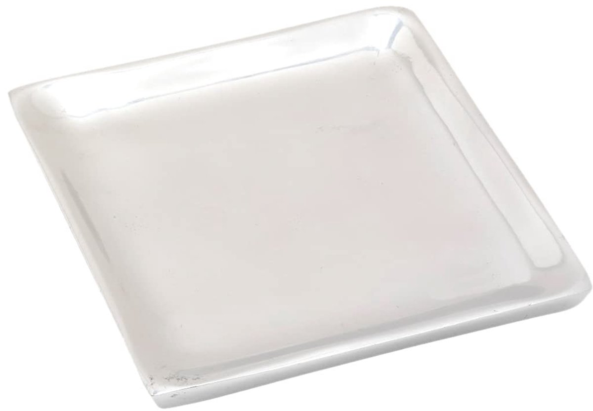 Omgoods - Aluminium Kaarsenplateau Vierkant 8x8 cm, Zilver Gepolijst