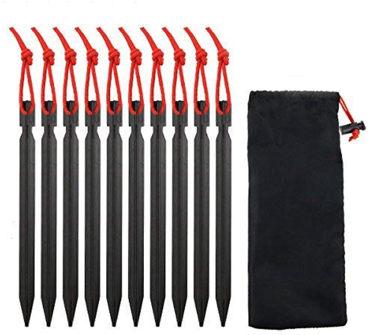 Omgoods - 10 Stuks Aluminium Tent Peggen met Touw
