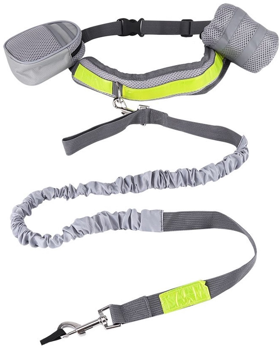 Omgoods- Hondenriem intrekbaar - hondenriem met opbergvakken - reflecterend materiaal - buikriem - lichtgewicht - geschikt voor wandelen en hardlopen - Hondentuig