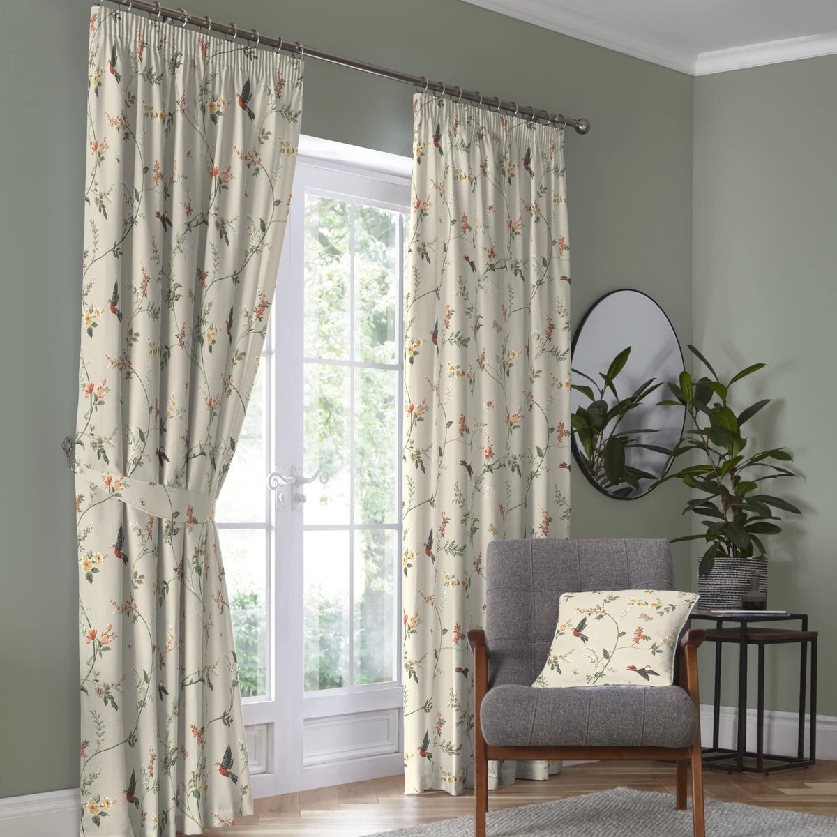 Omgoods - 100% Katoenen Gordijnen met Bloemenprint en Tie-Backs