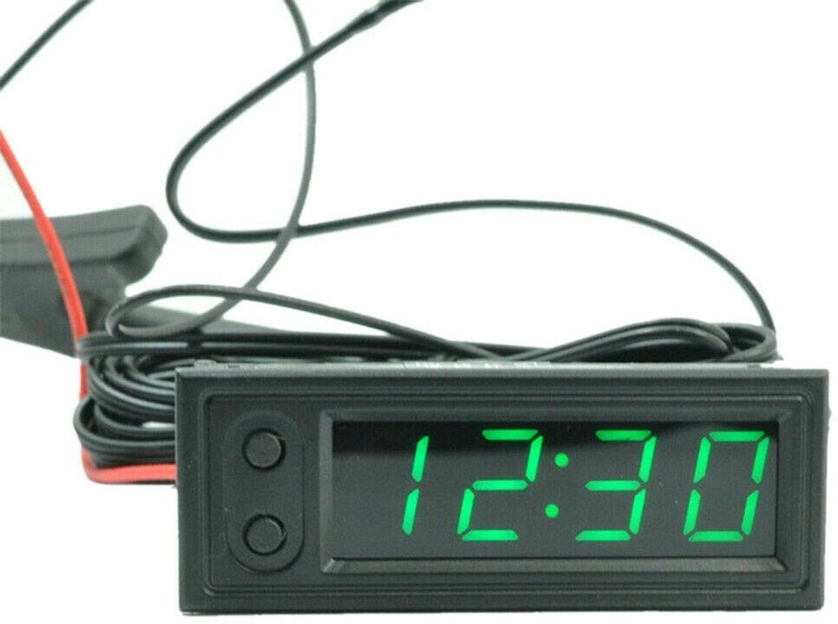 Omgoods - 3-in-1 Digitale Klok met Thermometer en Voltmeter, Groen