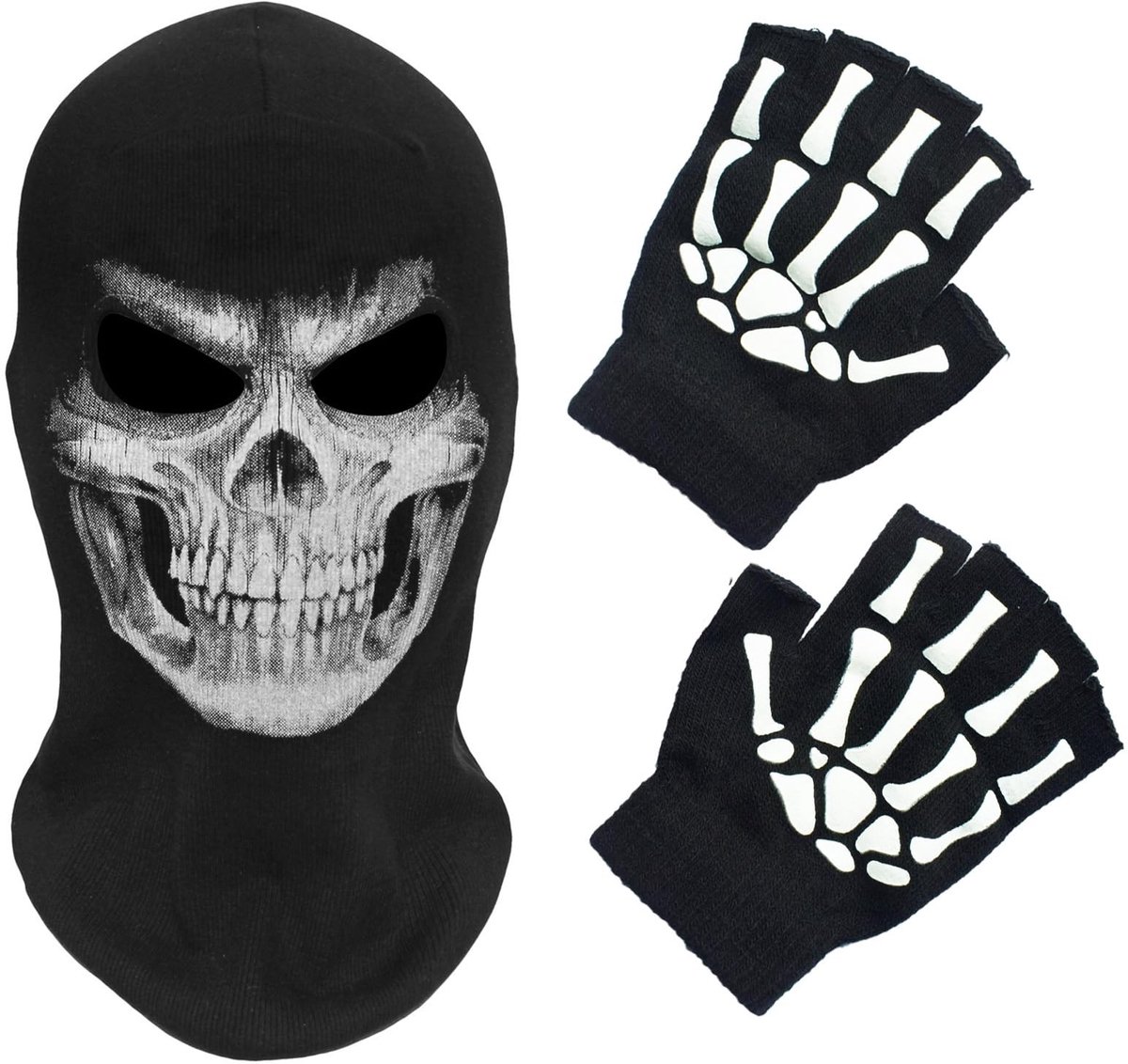 Omgoods - Skeleton Skull Balaclava Masker met Handschoenen voor Buitenactiviteiten