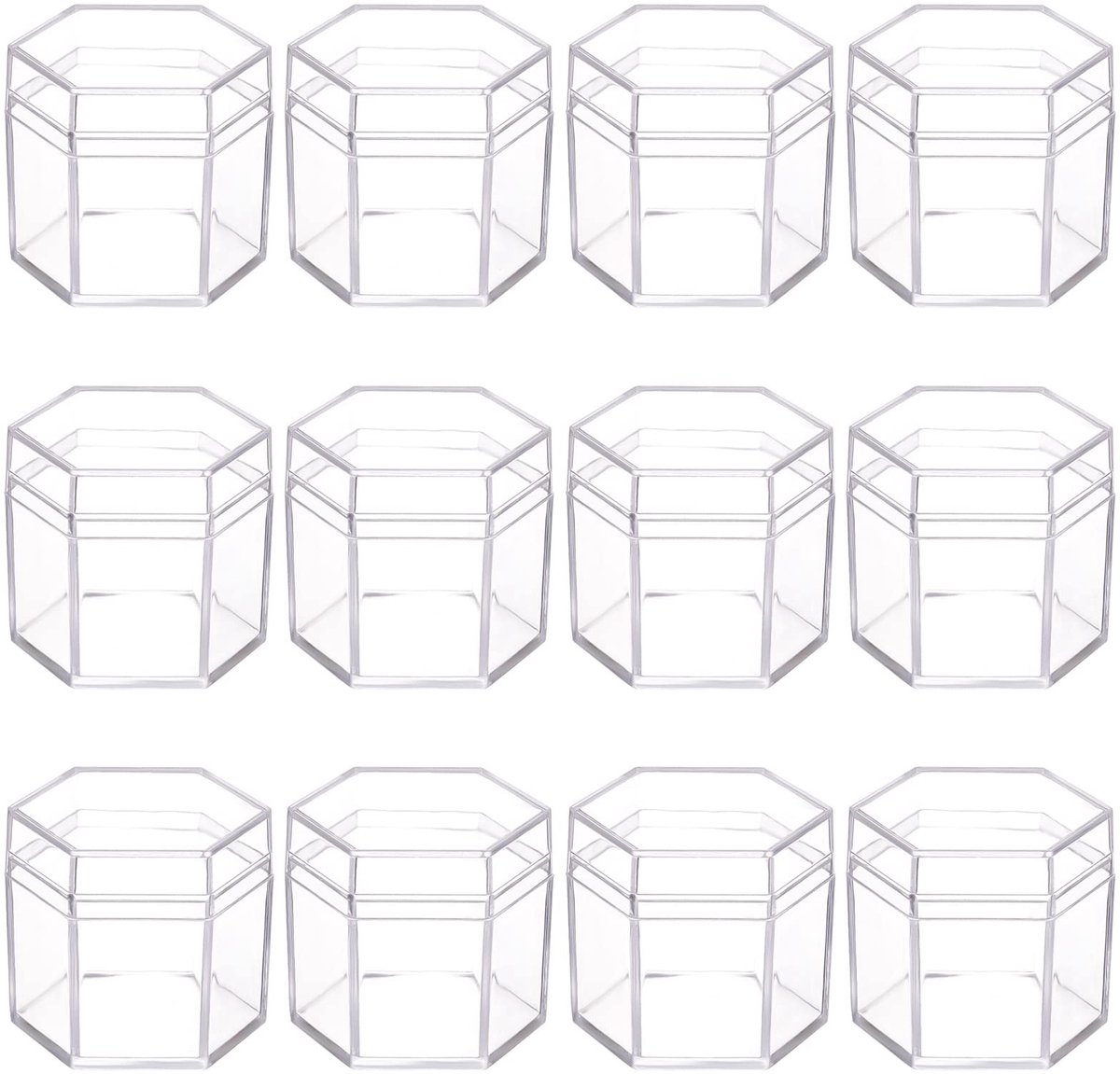 Omgoods - 21 Stuks Transparante Acryldozen - Zeshoekige Opbergcontainers voor Creatieve Projecten