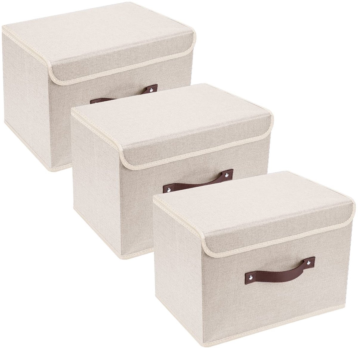 Omgoods- Opbergdoos Wasbaar - Opbergbak met Deksel - Set van 3 - 38x25x25 cm - Polyester/Oxford - Duurzaam en Sterk