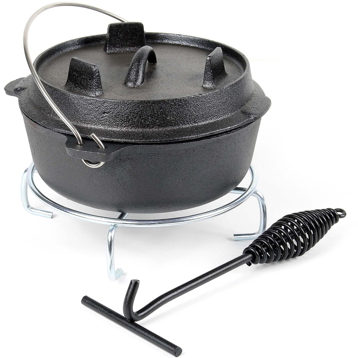 Omgoods - Gietijzeren Dutch Oven 3 Liter met Onderzetter en Dekselheffer
