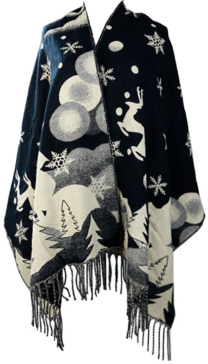 Omgoods - Pashmina Sjaal voor Dames met Kerst en Sneeuwvlokken