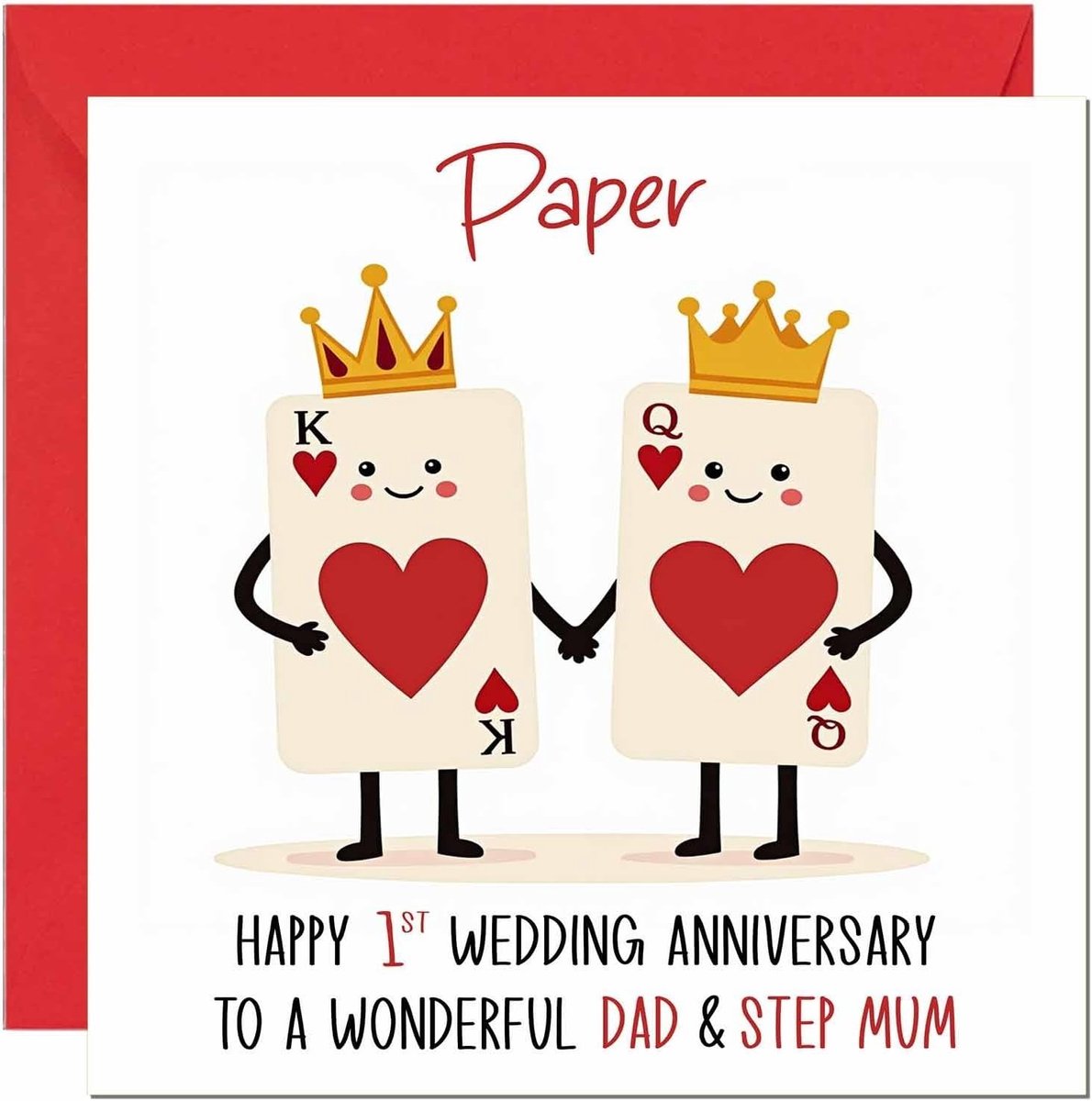 SnelShoppen - Mooie Papier Verjaardagskaart voor Vader en Stiefmoeder - 1e Huwelijksverjaardag Verjaardagskaarten voor Stiefmoeder en Vader - Schattig