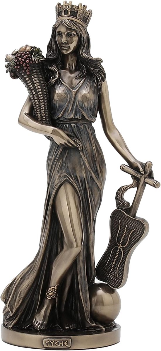 SnelShoppen - Veronese Design Bronzen Tyche Griekse Godin van Geluk en Welvaart Beeld, 11,25 inch Hoog, Handgeschilderd Polyresin, Accentstuk voor Woo