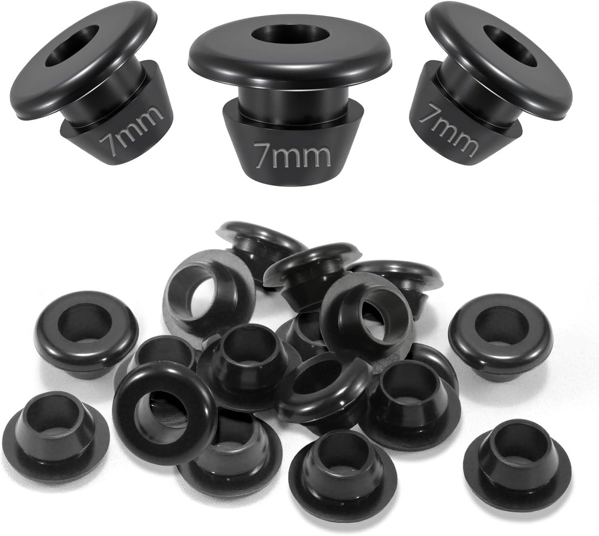 50 stuks rubberen dopjes Kabeldoorvoer ID 7 mm Kabeldoorvoer Rubber Inbouwdiameter 9 mm Kabeldop Waterdicht Doorlaatdoppen Zwart Rubberen doppen voor kabels Draden Bescherming