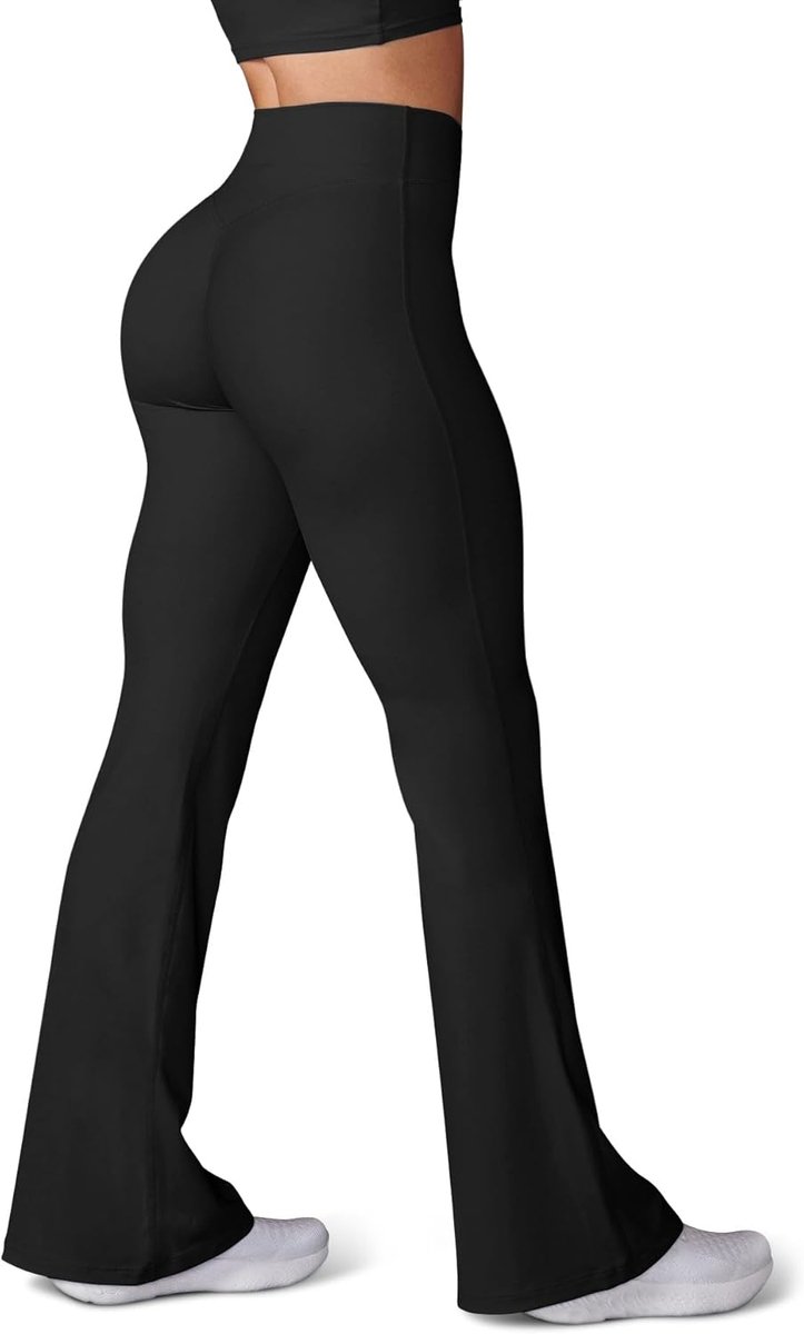 Flare yogabroek voor dames - crossover flare leggings boterzachte hoge taille workout casual bootcut broek