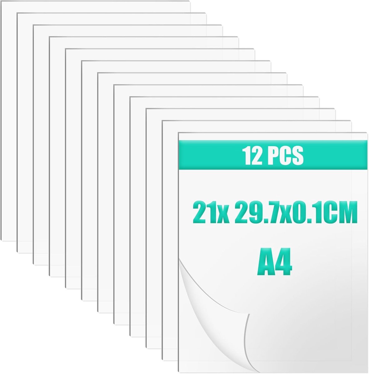 12 stuks plexiglas-platen, A4, transparant acrylglas, 1 mm acrylplaat, kunststof platen voor fotolijsten, projecttentoonstelling, schilderen, tafelstandaard