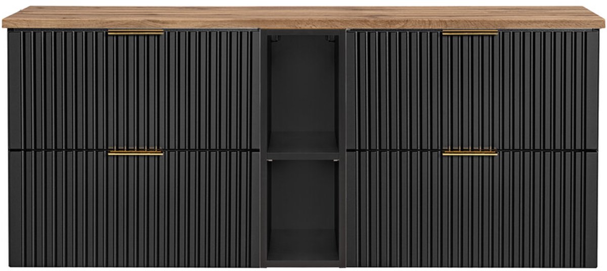 Sanifun Badkamermeubel 140 cm Adel Black Mat Zwart met Werkblad