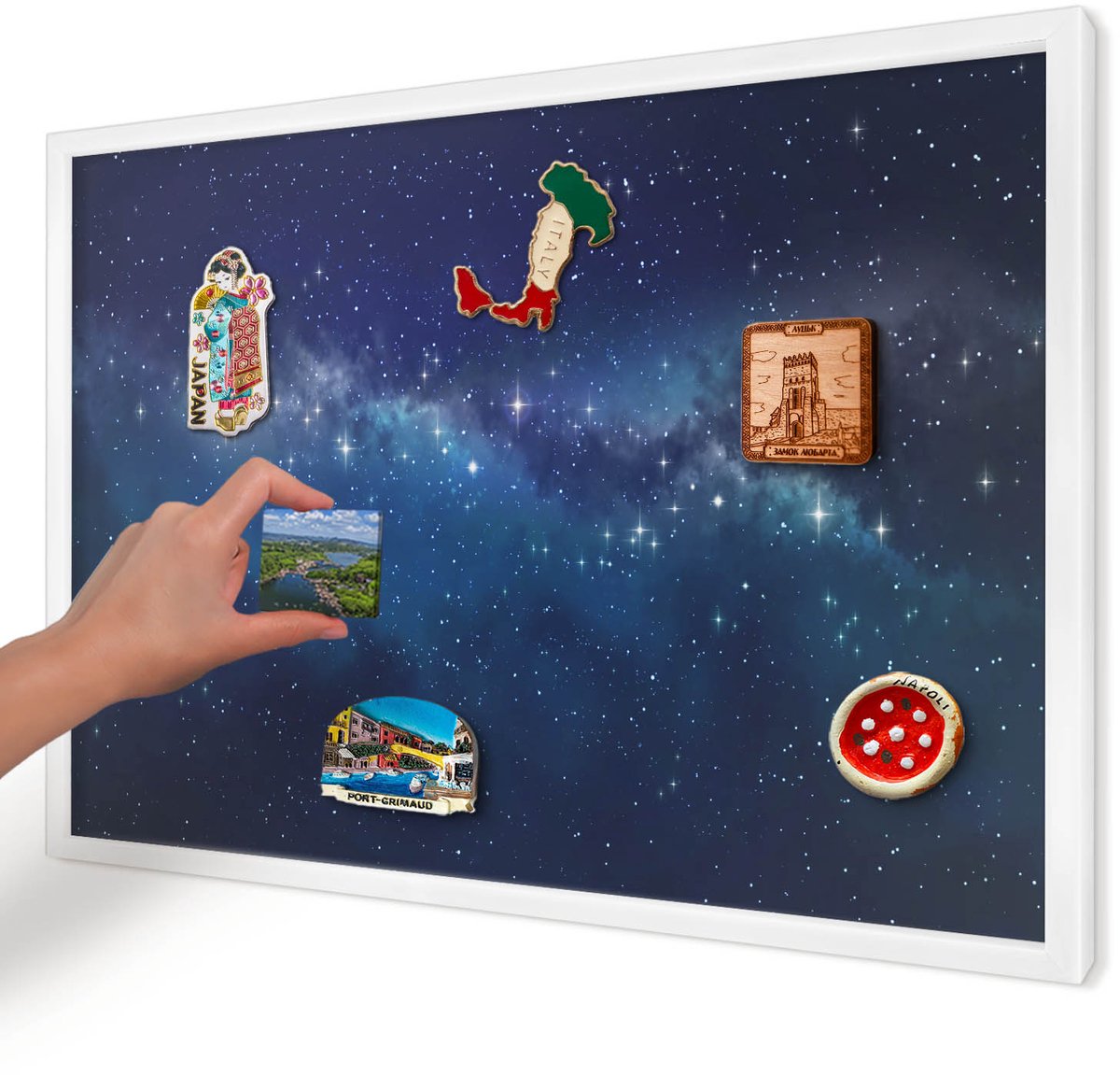 Artprintcave Marine Magneetbord mit Witte Lijst - 60x40 cm - Sterrenruimte Bord Voor Magneten - Abstract Wandbord Magnetisch - Kosmos
