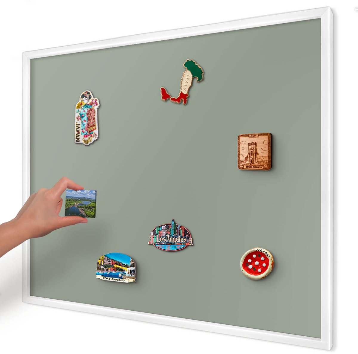 Artprintcave Groente Magneetbord mit Witte Lijst - 80x60 cm - Verstandig Wandbord Magnetisch - Minimalist Magnetisch Bord - Achtergronden En Patronen