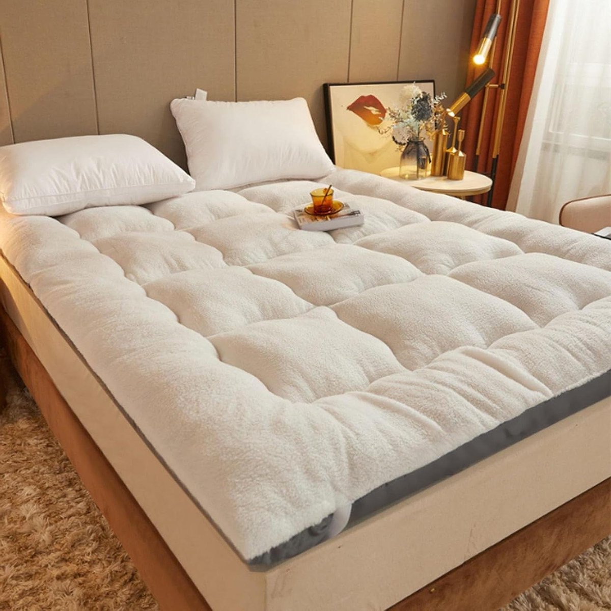 Japanse Futon Matras - Vloermatras Gastenmatras - Comfortabel Slapen - Extra Dik Ontwerp - 200 x 220 cm - Wit