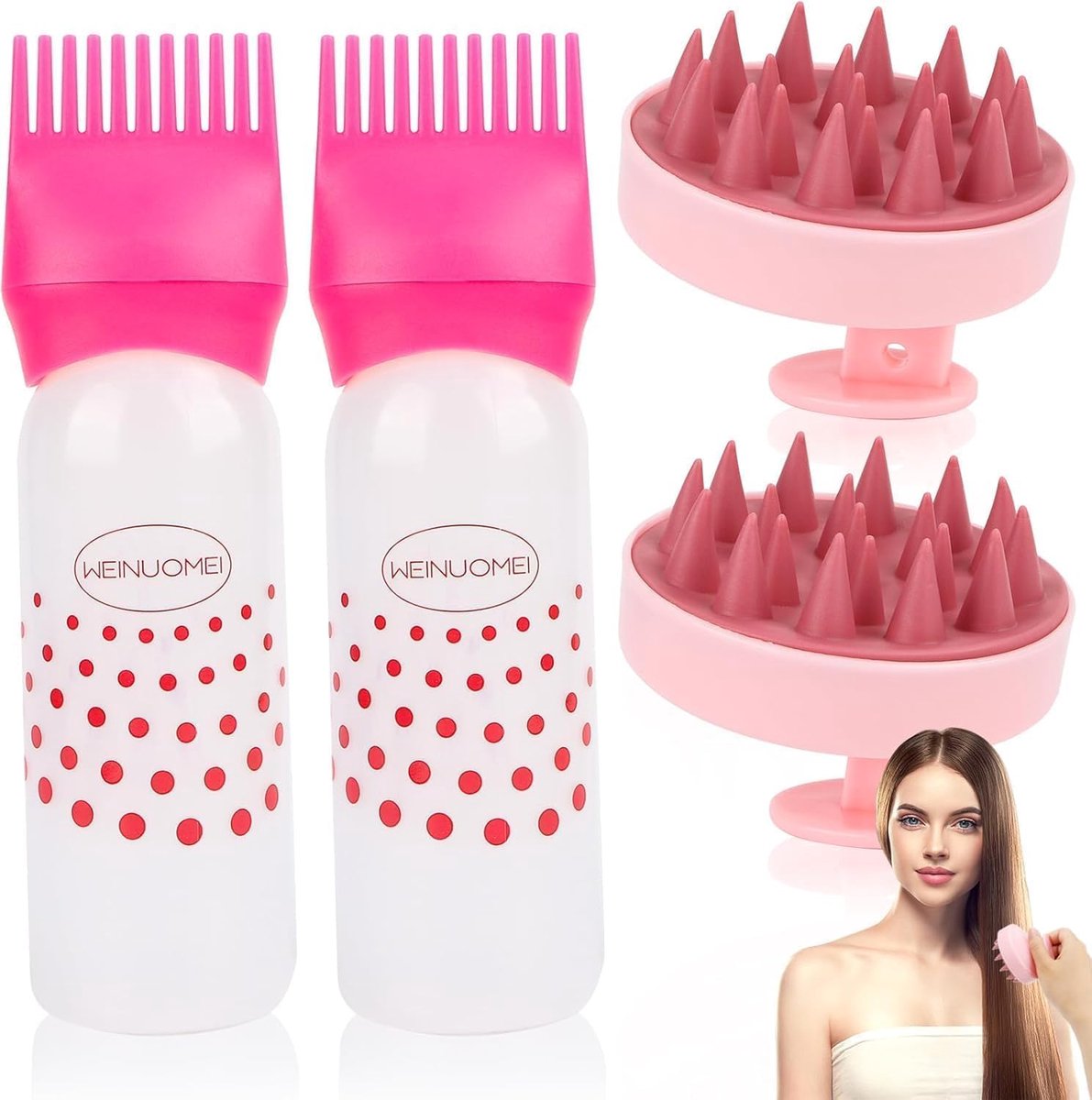 SnelShoppen - Haarverf Applicator Fles met Kam, Haarolie Toepasser, Scalp Massage Kam, Perfecte Verhouding, Praktisch Ontwerp, Ideaal voor Thuisgebrui