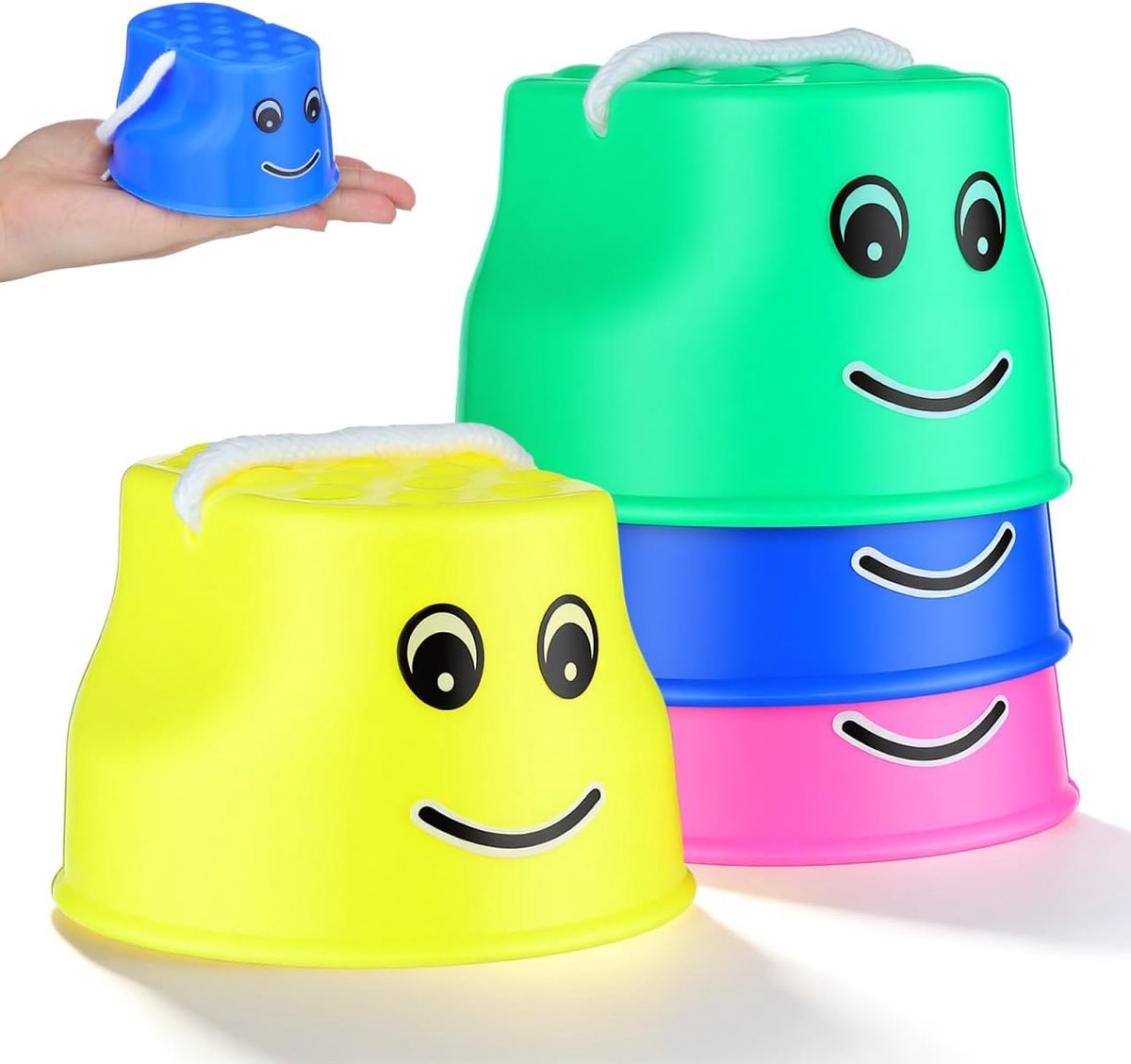 SnelShoppen - Kinderen Balans Speelgoed Set van 4 Stuks - Stabiele Plastic Balans Training Toys - Ruimtebesparend Stapelbaar - Sensomotorische Spellet