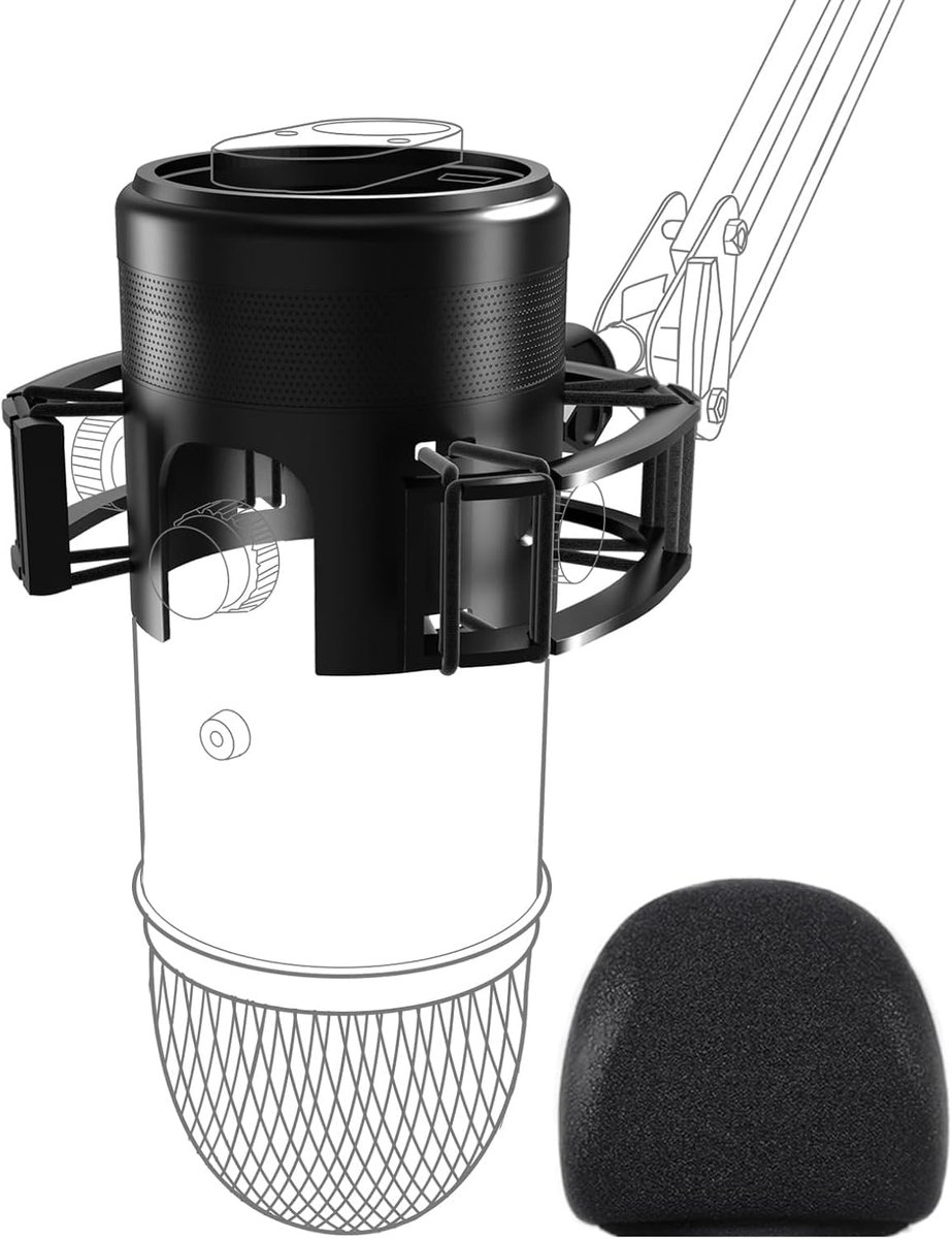 SnelShoppen - Shock Mount voor Microfoon met Splash Guard, Schokabsorberende Veer, Schroefadapter Geschikt voor Cantilever Microfoonstandaards, Perfec