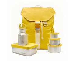 Smikkels - Startset basisschool - Schoolset Daily Wander Basic Geel - Rugzak - RVS lunchbox - drinkfles - fruitbakjes - kinderen
