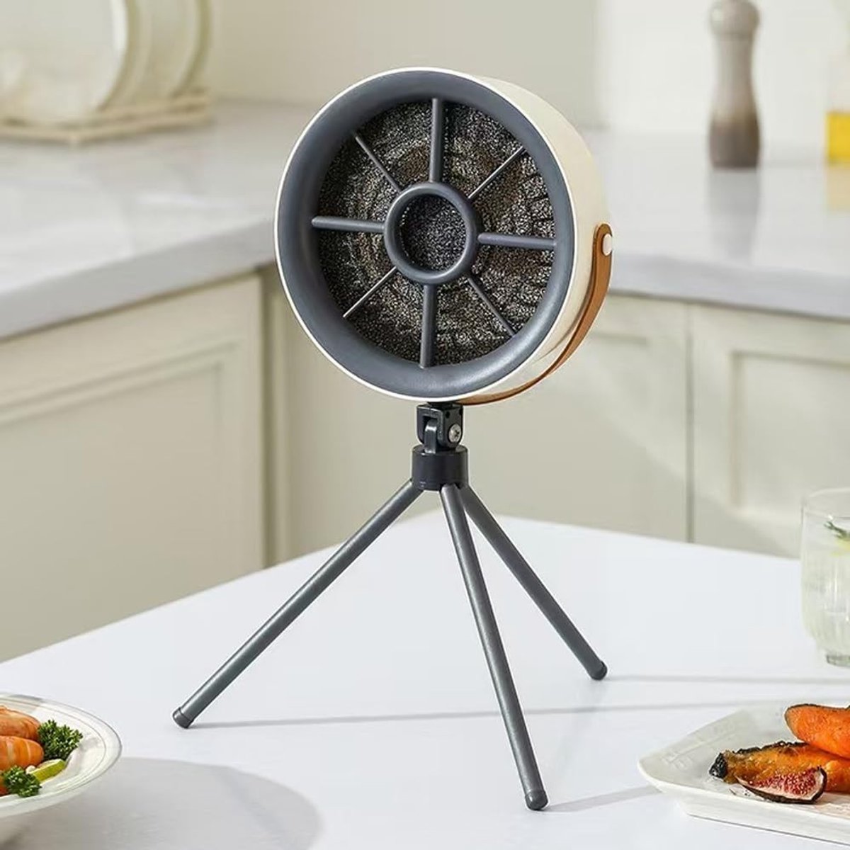 Draagbare rookkast voor barbecue en kamperen, oplaadbare kleine ventilator met 3 standen voor thuisgebruik en buitenactiviteiten.