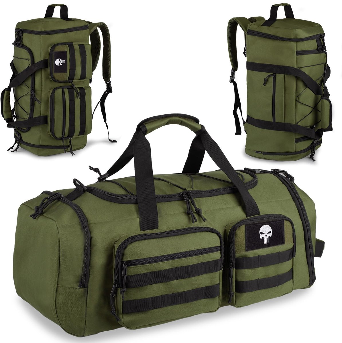 SnelShoppen - Tactische Sporttas Heren 50L - Grote 3-in-1 Sport- en Reistas met Schoenenvak - Waterbestendige Reisrugzak/Weekendtas voor Korte Trips e